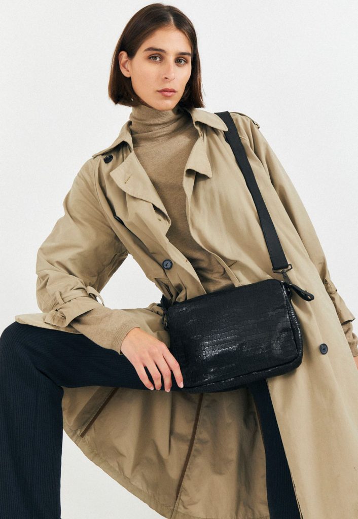 ליידי D – תיק עור – שחור קרוקו