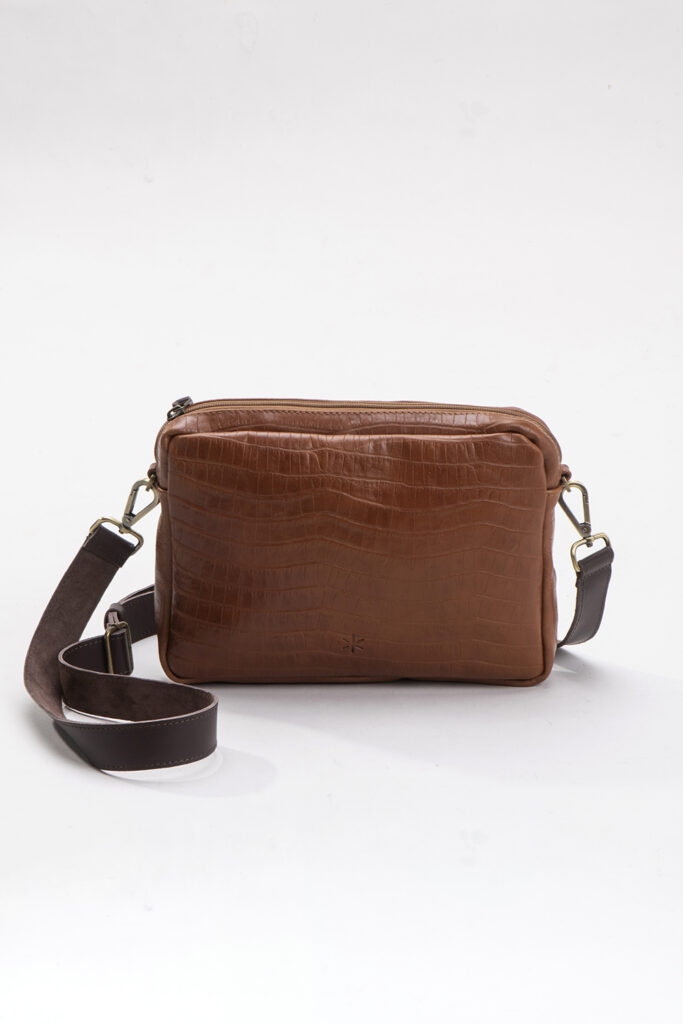 ליידי D – תיק עור – חום קרוקו