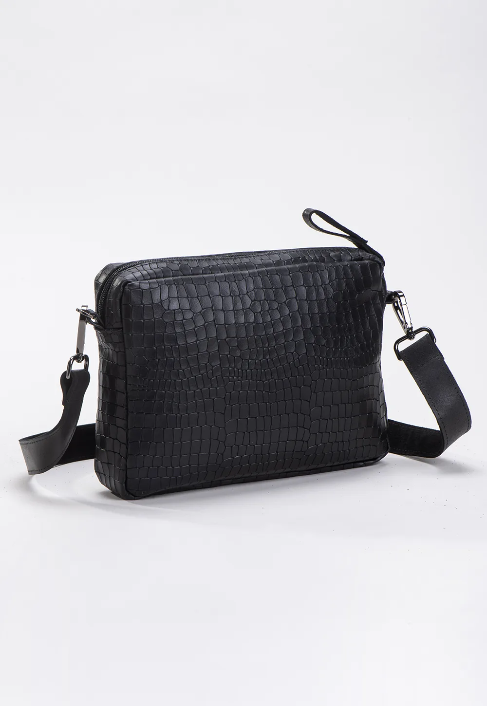ליידי D – תיק עור – שחור קרוקו