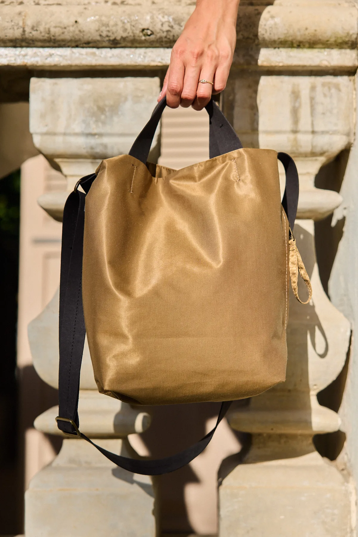 Kisim Metallic‎ Bronze Faux Leather Backpack Convertible Tote Bag The Laura - Tan - Leather - M.Gemi main image 2