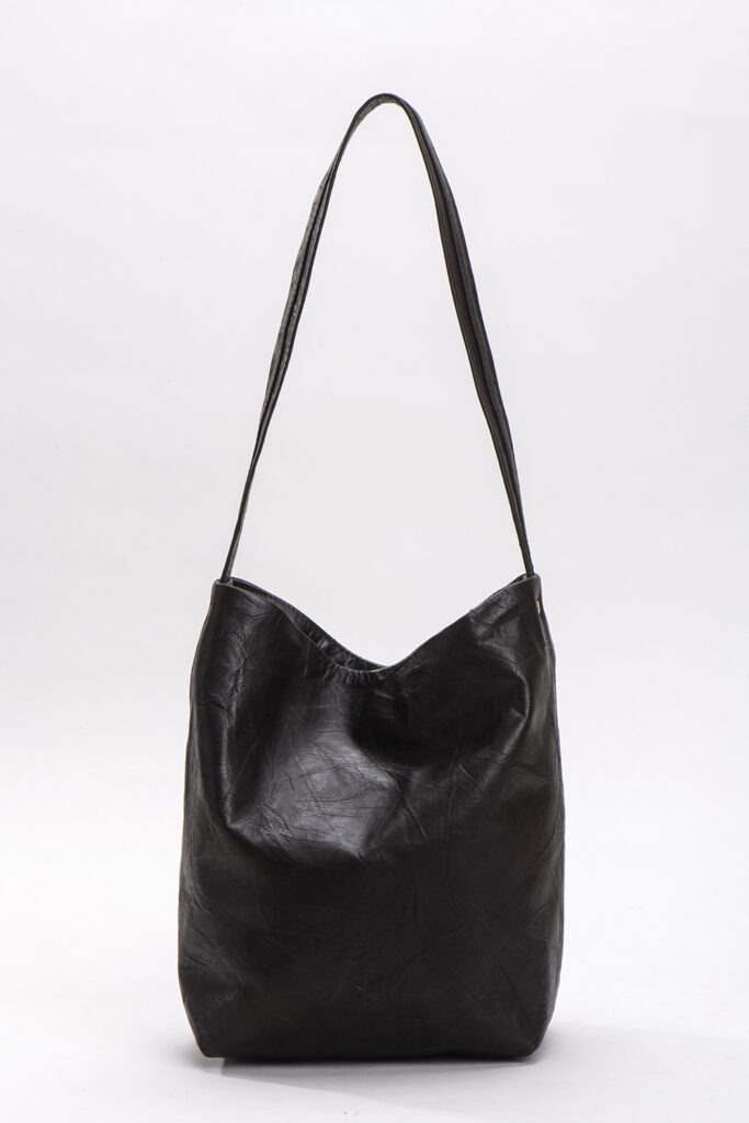 Bucket S – Leather Crossbody Bag – Brown Pleated