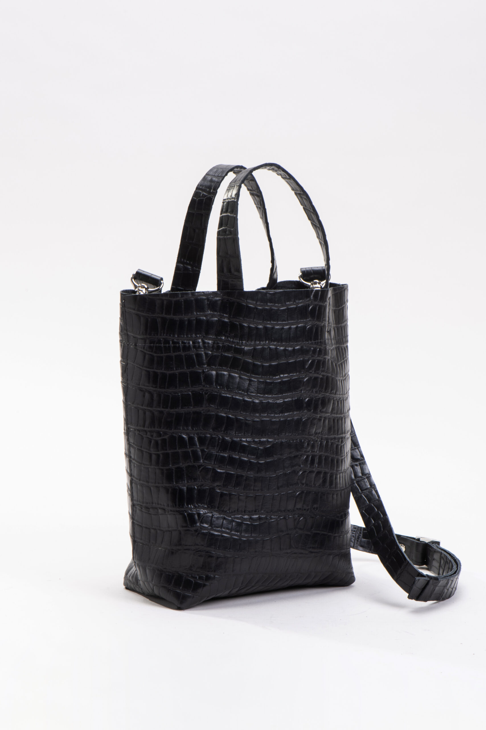 Dafni Crossbody Leather Croco Black