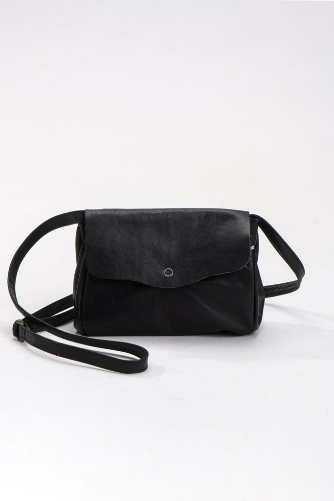 תיק פלורה ערב – תיק עור אלכסון – שחור