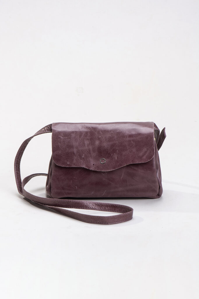 תיק פלורה ערב- תיק עור אלכסון – סגול מעושן